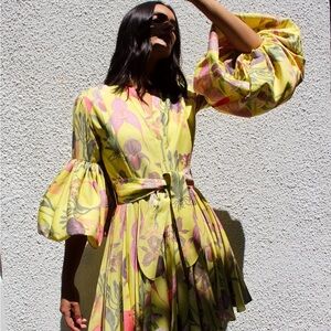 CARTA Y LETRA DRESS IN BOTANICA YELLOW PRINT